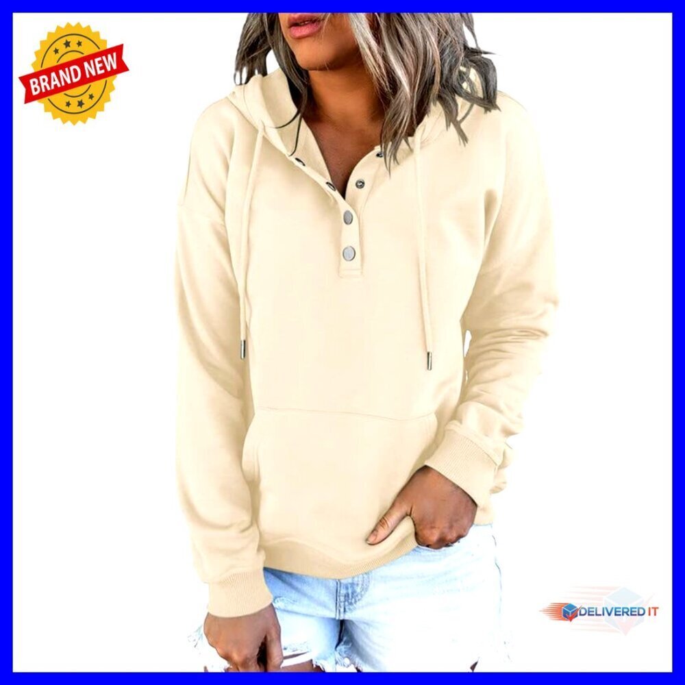 Oversized Pullover Hoodie Button Front Drawstring Casual Chic Y2K Style